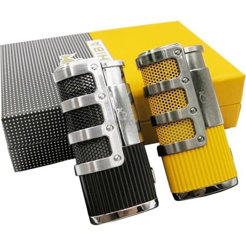 COHIBA High-end Metal Cigar Lighter 3 Torch Jet Flame Butane Gas Fire Flame Built-in Punch Cigarette Lighter Smoking Tool