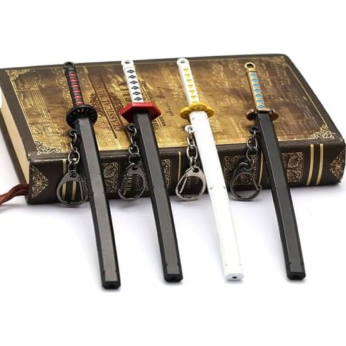 Japanese Anime Demon Slayer Sword Keychain Cosplay Katana Ghost Blade Metal Pendant Keyrings Kamado Tanjirou Weapons llaveros