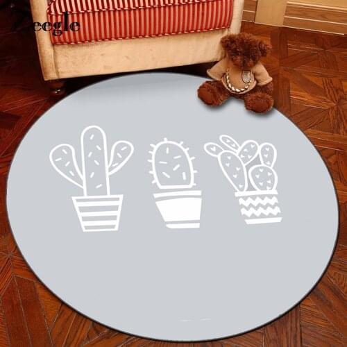 Zeegle Round Carpet For Living Room Non-slip Kid Rom Carpet Bedroom Rugs Anti-Slip Soft Baby Crawling Mats Chair Beside Mat