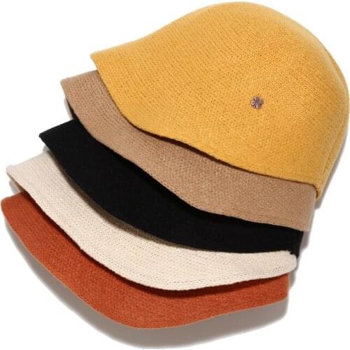 Women Winter Crochet Bucket Hat Handmade Cotton Knit Cloche Bowler Hats