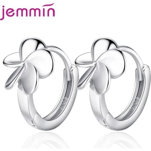 New Korean Trend Women 925 Sterling Silver Piercing Hoop Earrings Popular Five Leaf Flower Fine Jewelry Wedding Gift