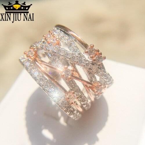 Simple 925 anillos Silver Vintage cross pattern Rings for Women double cross Crystal infinity Ring Micro Paved Women Anniversar