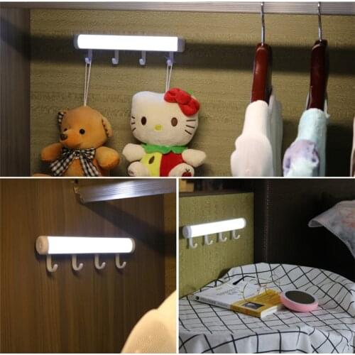 ZjRight Led USB Rechargeable battery PIR sensors cabinet with hook Auto Motion Kitchen bedroom Wardrobe indoor Stair wall lights