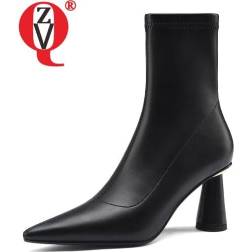 ZVQ Women winter New Style Fashion Leisure stretch boots Comfortable ventilation soft Solid color Pointed Toe office lady