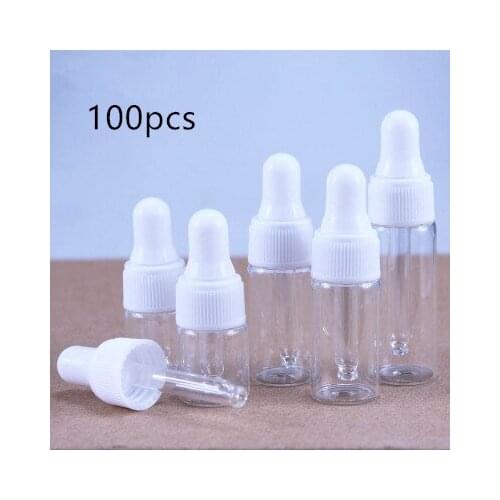 100pcs Essence dropper bottle 2ml 3ml 5ml transparent dropper sub-packing bottle Essence bottle glass dropper bottle