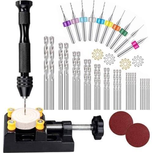 26/37/46/62/102 Pcs/Set Mini Micro Aluminum Hand Drill 0.5-3mm HSS Twist Drill Bit Set Woodworking Drilling Rotary Hand Tools