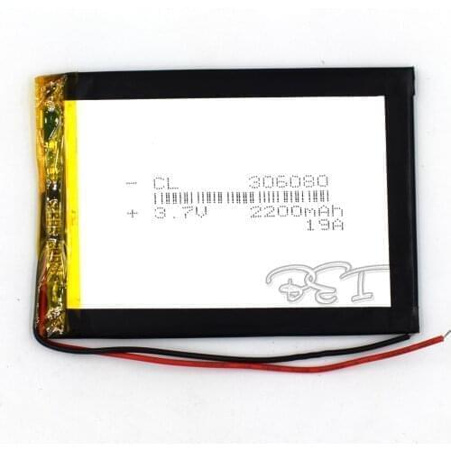 3.7V Rechargeable 2200mAH 306080 Li-Polymer lithium ion Li-ion Battery for Toy GPS mp3 mp4 Speaker Reader Recorder Camera