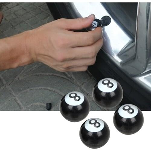 4pcs Universal Tire Air Valve Cap Tyre Wheel Dust Stems Eight Ball Caps Bolt in Type Ventil Valve for Auto Car Truck Motorcycle