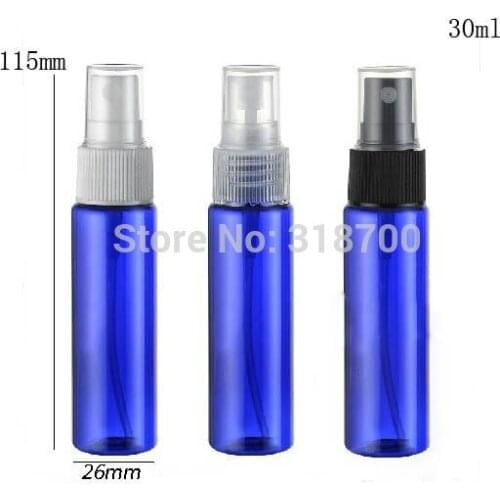 50 x 30ml Cyliner Plastic Perfume Bottle, 1oz Blue half cover Spray Bottle,cosmetic packaging, cosmetic container