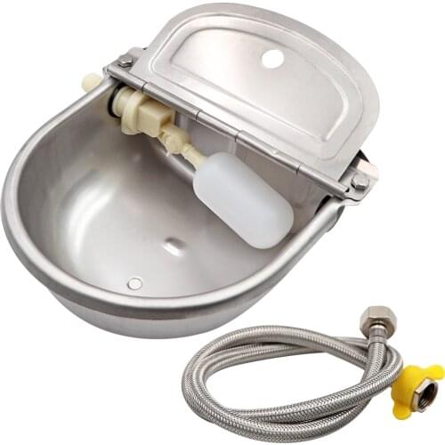 Automatic Cow Horse Dog Water Feeder Trough Bowl with Pipe for Cattle Horse Goat Sheep Dog Animals Stainless Pet Livestock Tool