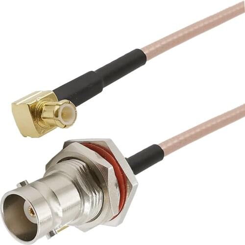 BNC Female to MCX Male Right Angle RG316D Double Shielded Sliver Coaxial Cable BNC to MCX RF Antenna Extender Cable 10CM-5M