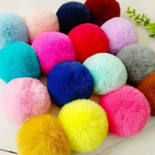 10 Pieces of 8cm Solid Rex Rabbit Pompom Keychain Bag Diy Handmade Materials Wholesale and Retail Colors Support Mix and Match