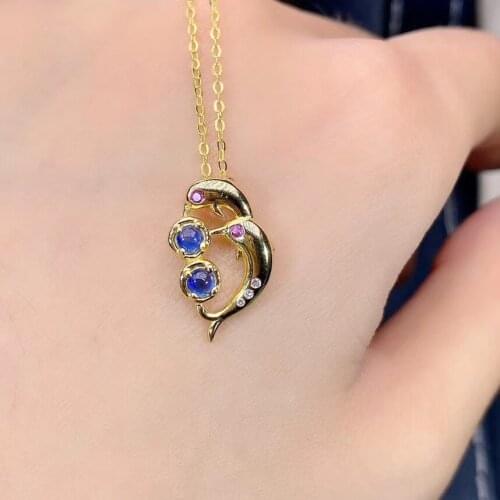 Engagement Best Gift Sapphire Pendant Natural And Real Sapphire Necklace 925 sterling silver Fine jewelry Sapphire Pendant