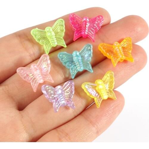 Flash AB Color Butterfly Acrylic Beads 13x6mm Multicolor Loose Beads for DIY Bracelet Jewelry Making Accessories 50pcs/lot