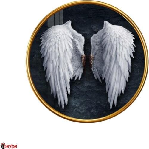 Glass Wall Decor Angel Wing Round Colored Painting Healthy Reliable Quality Tempered Glass Living Room Bedroom Home Office New Fashion Trend Art Design Luxury Modern Creative Stylish Gift Ideas Souvenirs Easy to Hang