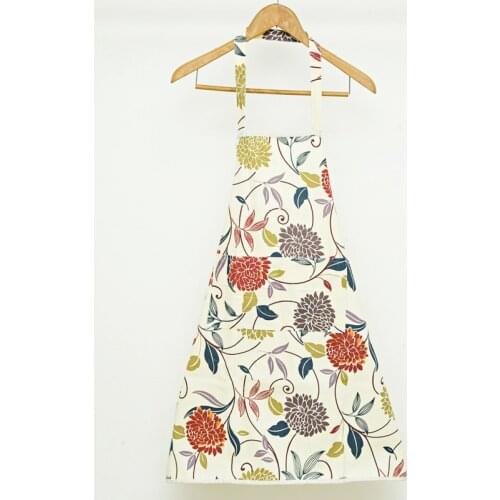 Household Cotton Linen Waterproof Apron Japanese Modern Simple Fabric Sleeveless Apron Printing Oil And Water Proof