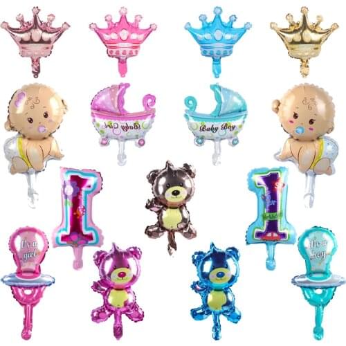 Foil Balloons Blue Pink Ballon Bear Pacifier Baby Shower Decoration 1st Birthday Ballon Boy Girl Event Party Gifts Gender Reveal