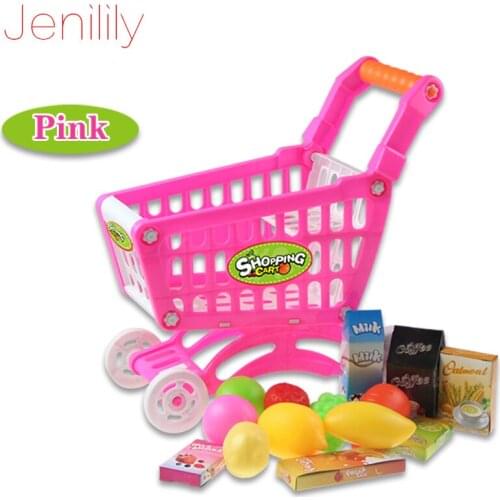 Hot Sale Simulation Plastic Shopping Cart Set Fruit Vegetable Food Toys For Girls Kids Pretend Play Educational Toys
