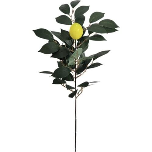 Artificial Plant Lemon Branch Bendable 57cm Vivid Yellow Color Easy To Shape Plastic Ins Nordic Style Party Or Garden Decoration