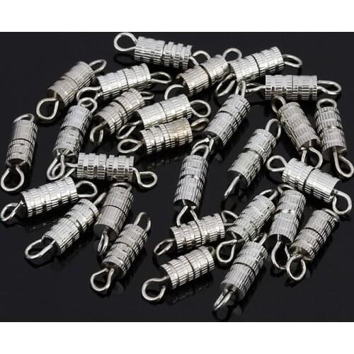 50pcs 3.8x15mm Copper Screw Clasps Rhodium Color Cylinder Connectors Fit DIY Necklace Bracelet Jewelry Findings & Accessories