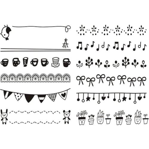 Cute border stamps mini decorative stamps for photo scrapbook stamps planner journal craft stamps