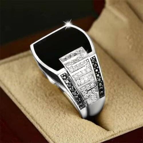Creative Gold Colors Hip Hop Ring For Men Punk Style Inlaid Zircon Party Punk Gold Color Signet Square Finger Rings Jewelry Gift