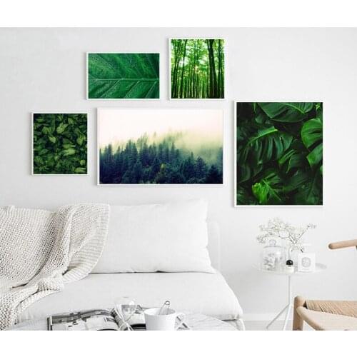 Green Forest Leaves Fog Mountain Quotes Wall Art Canvas Painting Nordic Posters And Prints Wall Pictures For Living Room Decor