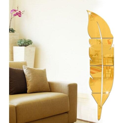 Wall Paste Feather Fitting Mirror Paste Bedroom Wall Paste Mirror 3D Acrylic Mirror Paste Porch Bathroom Decoration Modern