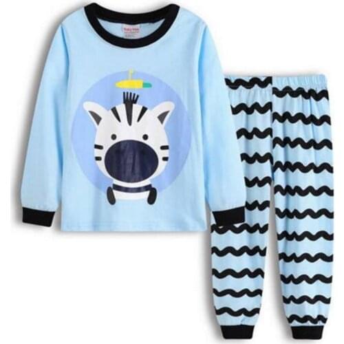 Cute Zebra Baby Boys Pajamas Clothes Suits Long Sleeve Childrens Pyjamas Sleep Suit Cotton Girl Pijamas 100% Cotton Soft Pant