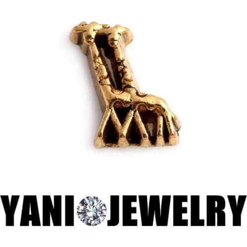 F420 Free Shipping Alloy Gold Color Giraffe Charms For Floating Locket 20Pcs/Lot