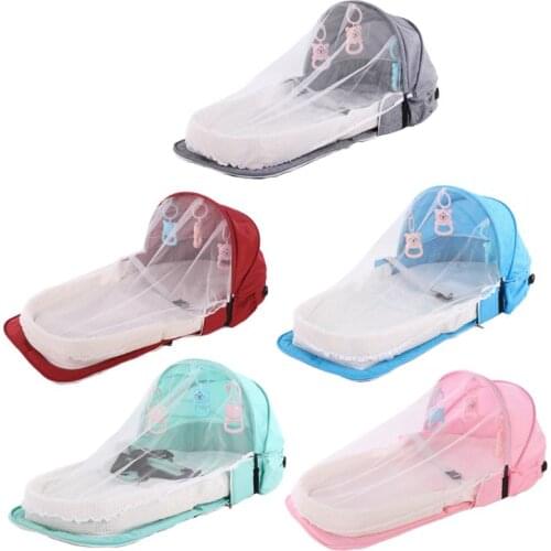 Portable Bed With Toys For Baby Foldable Baby Bed Travel Sun Protection Mosquito Net Breathable Infant Sleeping Basket