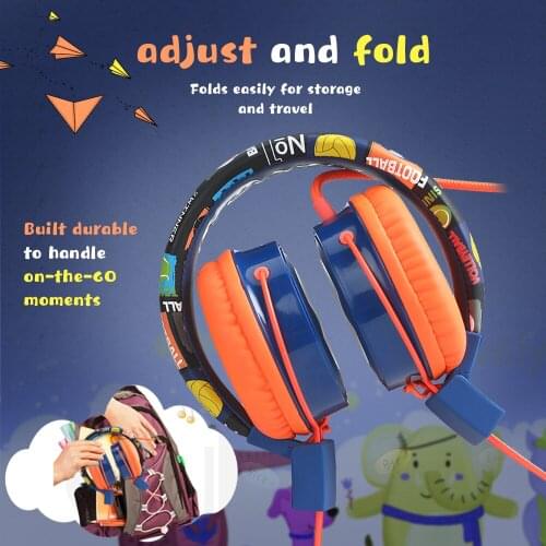 Wired Headphone with Microphone Girls Boys Music Stereo Earphone Computer Gamer Children Foldable Headset Kids Gift