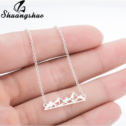 Shuangshuo Origami Mountain Necklace Geometric Necklace Women Unique Necklaces & Pendants Gold Necklace Pyramids Mountain Choker