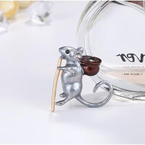 Carrying Bag Mouse Brooch Available Enamel Animal Pin Chinese Mouse Year Pin Kids Brooches High Quality New
