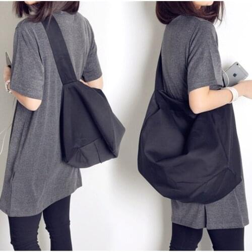 Large Capacity Nylon Bag Black College Bag for Girls Book Laptop Shoulder Bags Short Travel Luggage Crossbody Bags for Women