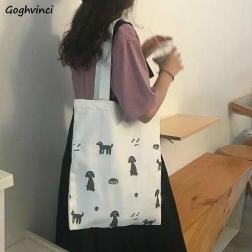 Shopping Bags Women Cartoon Hasp Print Harajuku Simple Sweet Girls Daily Casual Tote Students Shopper Ulzzang Korean Chic Female