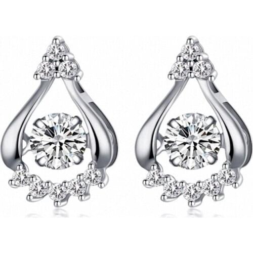 TRACYSWING New Sales AAA Zirconia Micro Inlays White Gold Color Round Stud Earrings For Women Top Quality Wholesale #TW132898