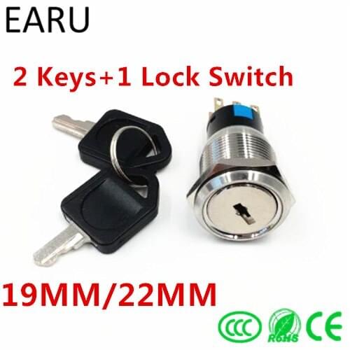 19mm 22mm Stainless Steel Waterproof Knob Lock Key Switch 5A AC250V 2 3 Positions Rotary Changeover Switch ON OFF Power Switch