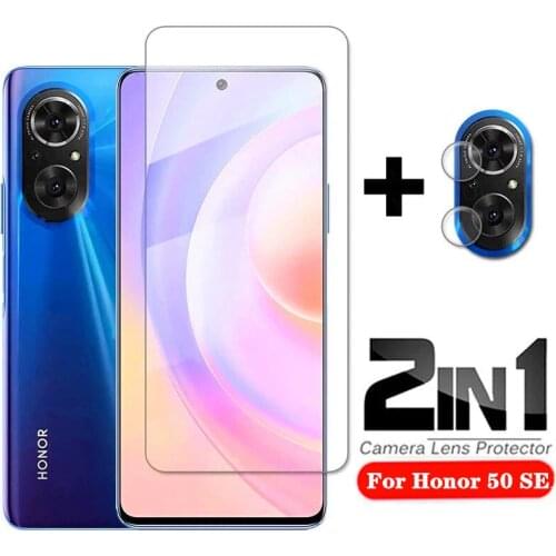 2in1 Tempered Glass for Huawei Honor 50 SE Full Cover Screen Protector Camera Lens Film For Huawei Honor 50SE Protective Glass