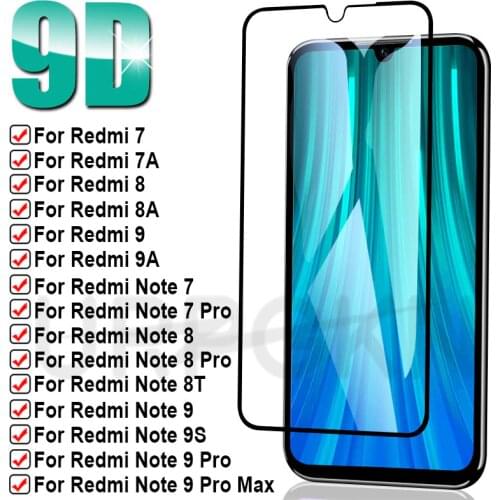 9D 9H Full Screen Protective Glass on the Redmi 9 9A 9C 8 8A 7 7A For Xiaomi Redmi Note 7 8 9 Pro 8T 9S Tempered Glass Film Case