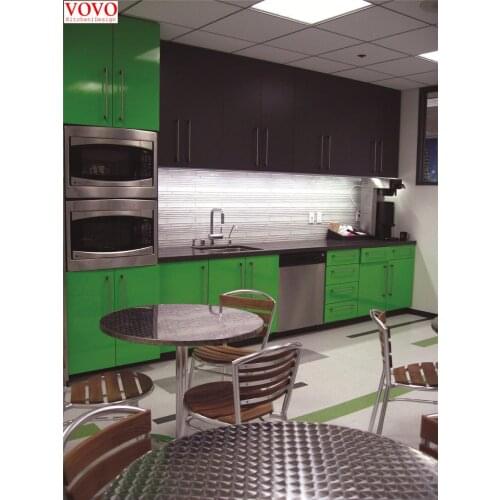Green lacquer kitchen cabinets