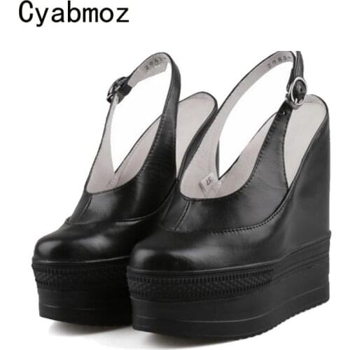 Cyabmoz High heels Women Pumps Wedge Genuine leather height increasing Shoes Woman Platform Shoes Zapatos mujer Tenis feminino