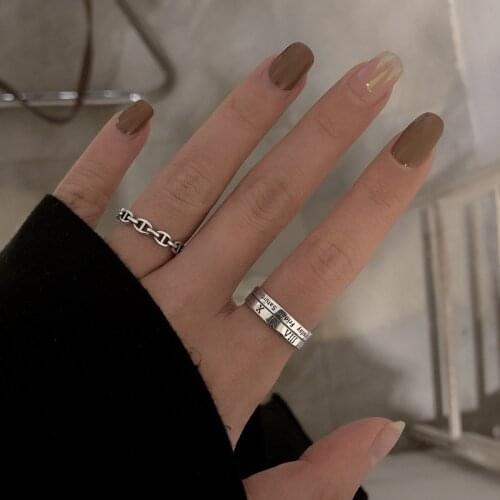 S925 Sterling Silver ring for Women Roman Numeral Opening Adjustable Ring Retro Simple Fashion Jewelry Wholesale