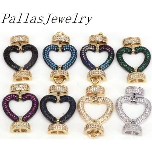 5Pcs Color pave charms for Bracelet CZ Bangle Jewelry connectors for Women Jewelry Fashion Handmade Heart Star shape connector
