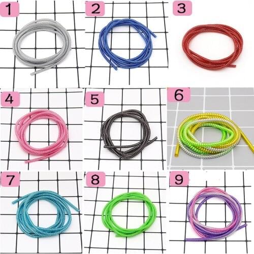 50pcs/lot Plating Sequins 1.5M TPU spiral USB Charging cable cord protector cable winder for iphone samsung cable protector