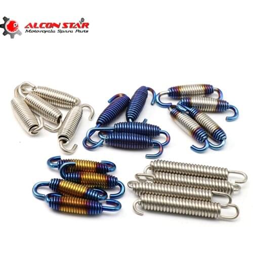 Alconstar- 2Pcs Motorcycle Exhaust Middle Pipes Springs Stainless Steel Expansion Chambers Manifold Link Pipe Colorful Kit