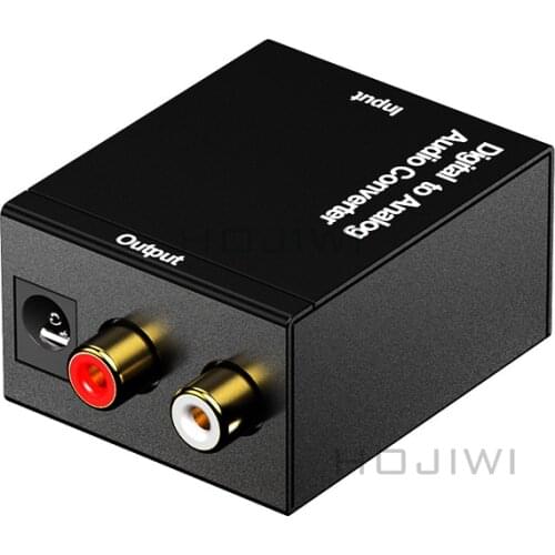 HOJIWI Digital to Analog Audio Converter Optical Fiber Toslink Coaxial Signal to RCA R/L Audio Decoder SPDIF ATV Amplifier AD30