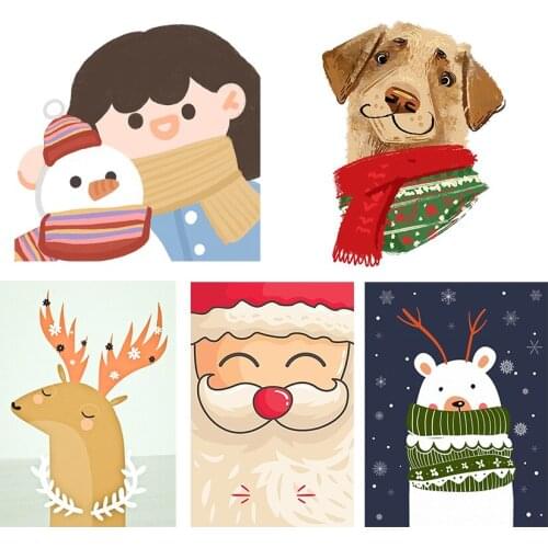 DIY Cartoon Christmas Heat Transfer Sticker For Vogue Girl Clothing Patch 1 Piece. T293