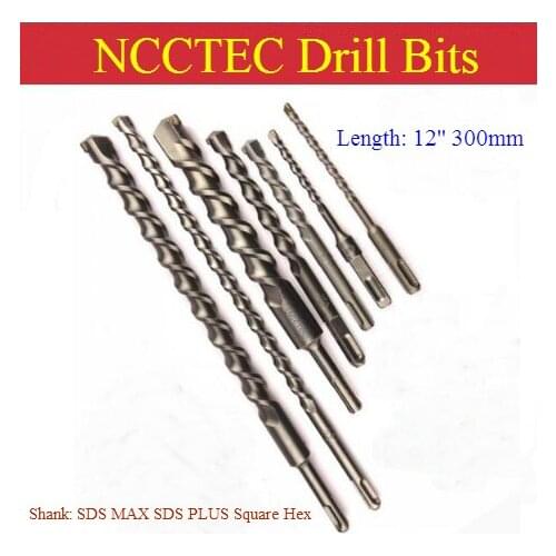 [Length 300mm 12'' ] Diameter 3-50mm 0.12''-2'' carbide core drill bits | Hammer hole saw SDS MAX SDS PLUS Square Hex Shank