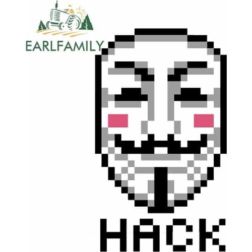 EARLFAMILY 13cm x 8cm for Pixel V for Vendetta Hack Auto Decal Waterproof Fashion DIY Body for Car Occlusion Scratch Car Sticker